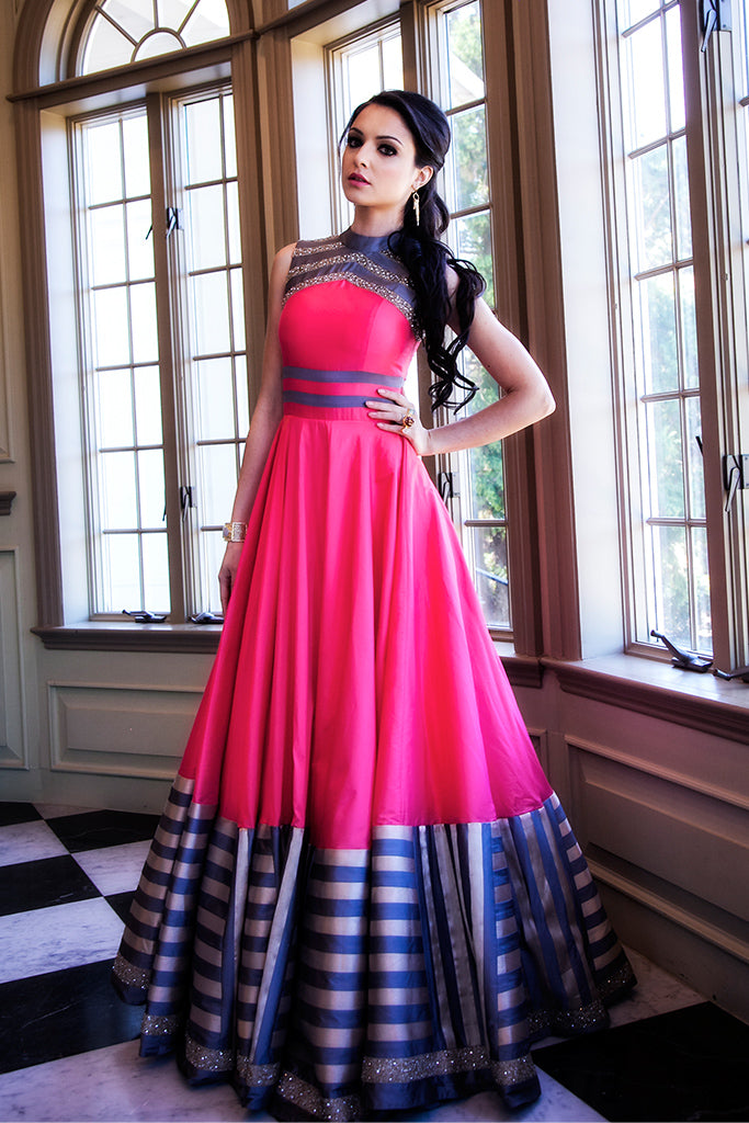 Flared pink gown