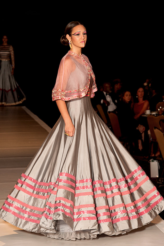 Flared Gown with Cape set