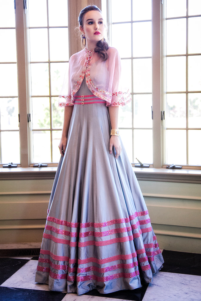 Flared Gown with Cape set